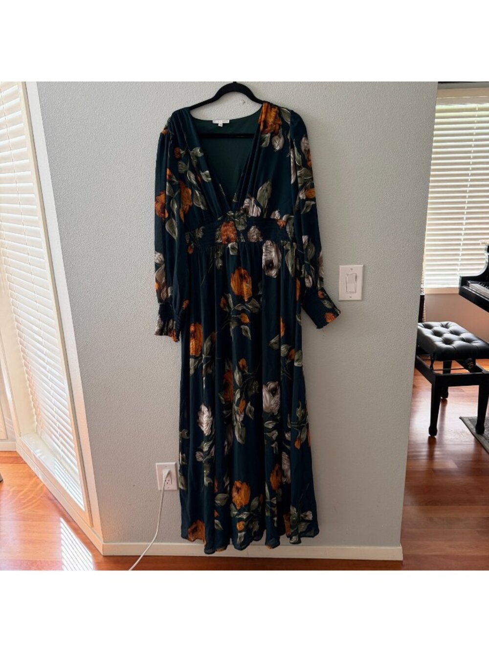Baltic Born Teal Floral Maxi Dress Womens size 1X 1XL